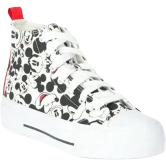 Disney Woman Mickey Mouse High-Top Sneakers - Black and White Size 11 - Picture 1 of 9
